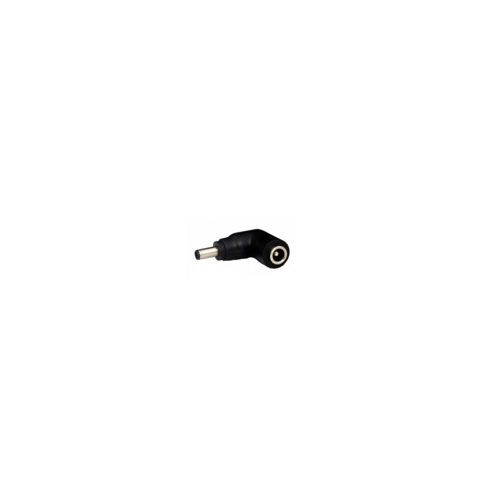 Ficha DC 90º, fêmea, de 5,5x2,1mm, para macho de 5,5x2,5mm