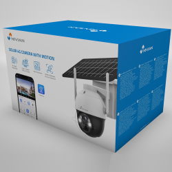 Câmara PT motorizada 4G, 2K 3MP (2304 x 1296), com Painel solar 7W, NIVIAN NV-CAM02S-SOLAR4G