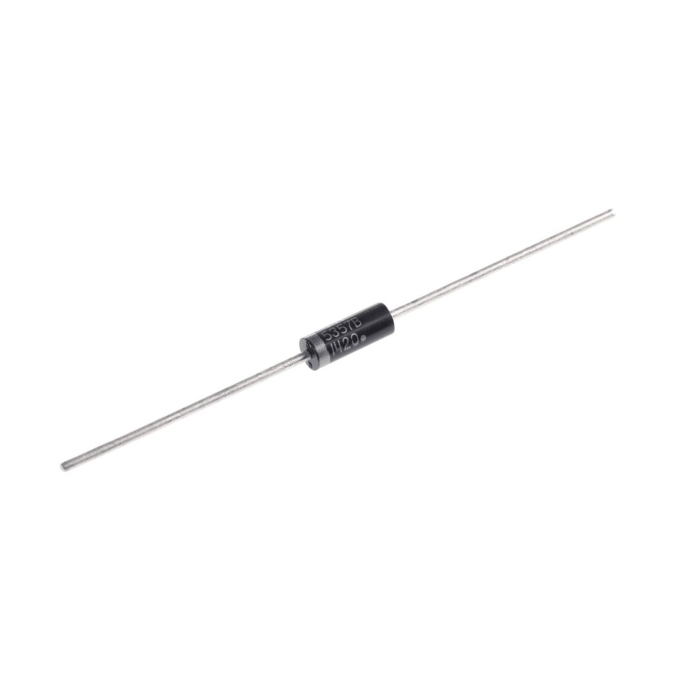 Zener 20V, montagem através de furo, 3,68 (diâm.) x 8,89mm, 5W, 500nA