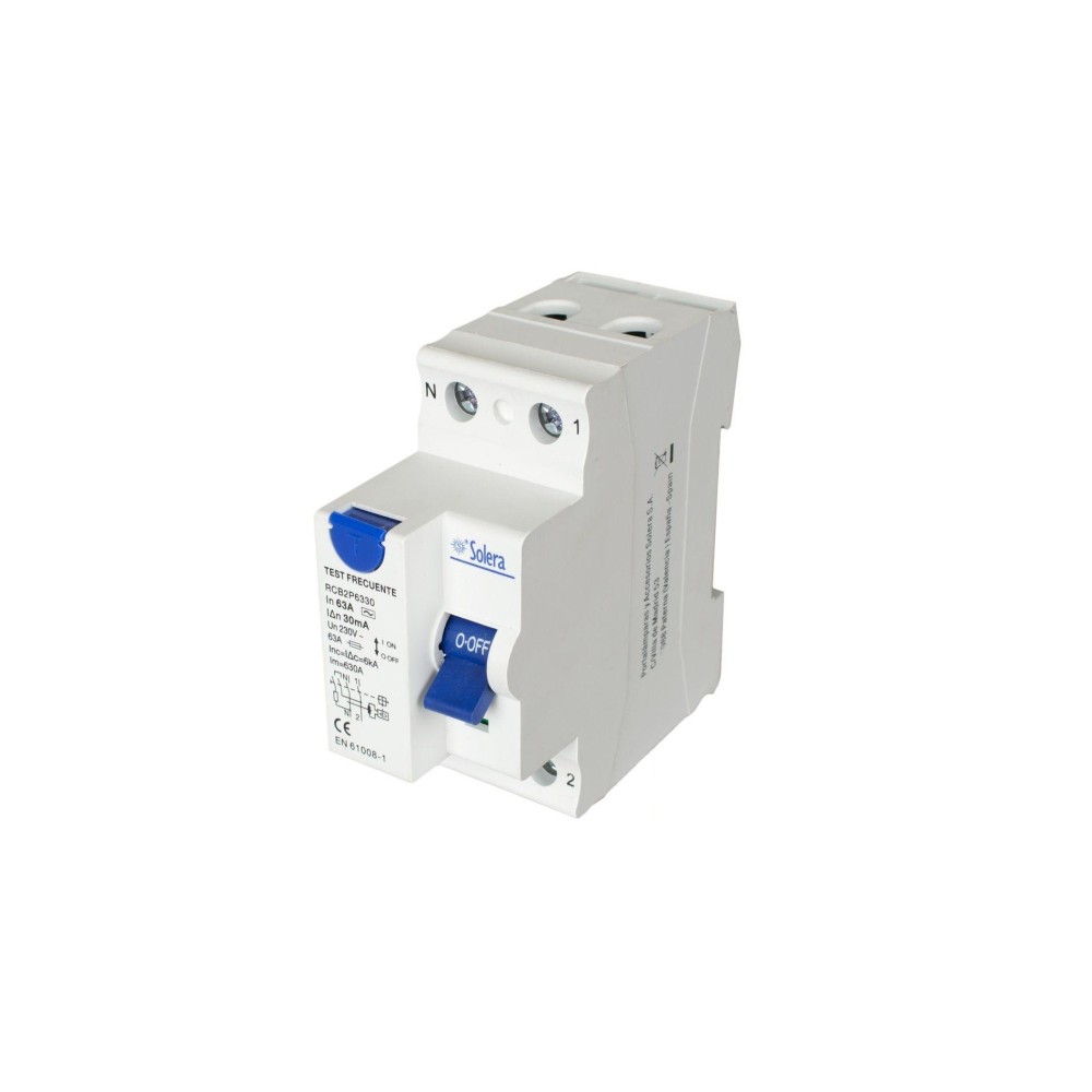 Interruptor Diferencial, 2p, 63a, 6ka, 240/415v, SOLERA
