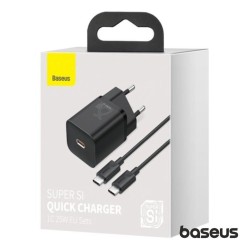Alimentador USB-C, 25W, Super SI + Cabo USB-C, BASEUS
