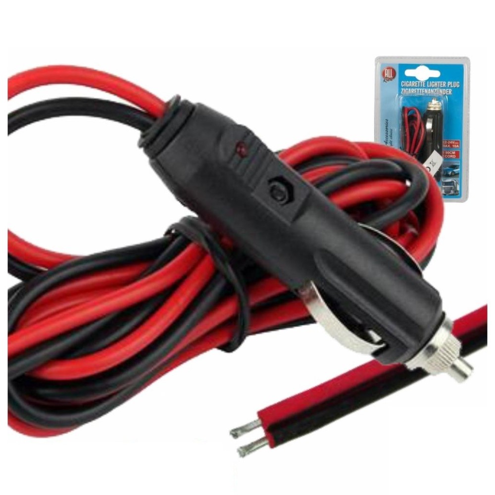 Ficha Isqueiro com Cabo Prolongador, 12-24V, 10a, All-Ride