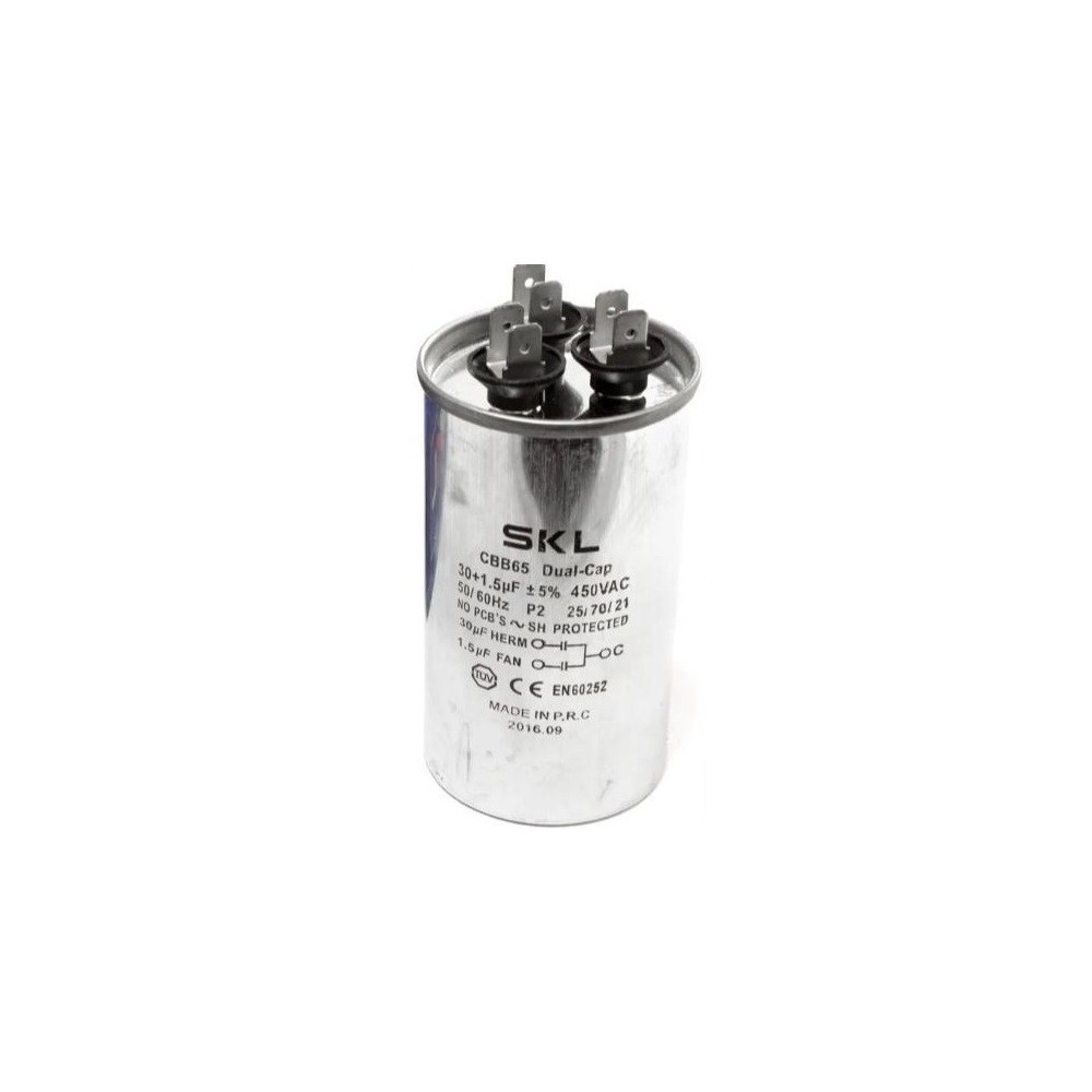 Condensador Ar Condicionado, 450V - 30uF + 1.5uF Condensador Ar Condicionado, 450V - 30uF + 1.5uF