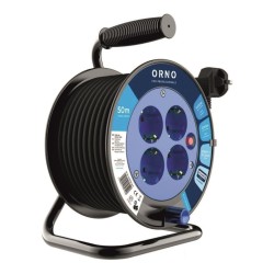 EXTENSAO CORRENTE SCHUKO 4 VIAS C/ DISJUNTOR + ENROLADOR 50MTS
