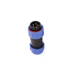 Ficha/Conector circular, série MP-T21 IP68, montagem de cabo, 5 contatos, macho, pino de solda, roscado
