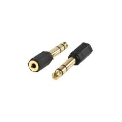 ADAPTADOR JACK 6.3 MACHO / JACK 3.5 FEMEA STEREO DOURADO