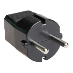 Ficha Schuko Macho, 16A/250V, com terra, preta, SOLERA