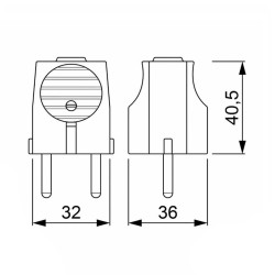 Ficha Schuko Macho, 16A/250V, com terra, preta, SOLERA