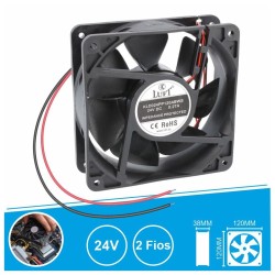 Ventilador 24V 120x120x38mm, 2 Fios, KLD024PP120ABWS LUFT