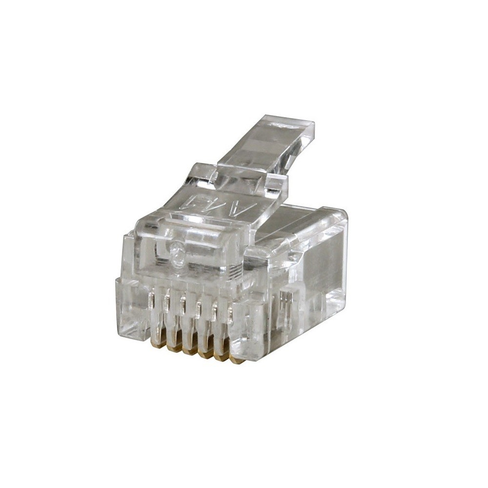 Ficha de Telefone Modular, RJ12, 6p6c, transparente, 6,6x12,3x9,6mm