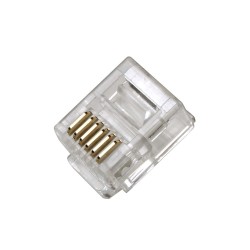 Ficha de Telefone Modular, RJ12, 6p6c, transparente, 6,6x12,3x9,6mm