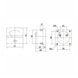 AMPERIMETRO 50x50mm 20A DC