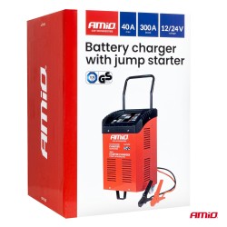 Carregador bateria com Booster Arranque, máx. 40A, 12V/24V, 300A
