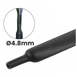 Tubo de manga Termo Retrátil com 4.8mm, de cor preta