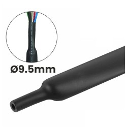 Tubo de manga Termo Retrátil com 9.5mm, de cor preta