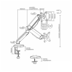 Suporte para Monitor de PC, Giratório, com Mola, para 17/32",  9kg, VESA 75x75/100x100