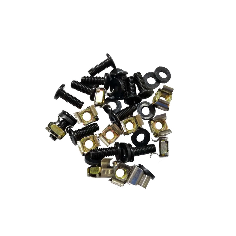 Conjunto de 12 porcas gaiola + parafusos + arruelas, para rack
