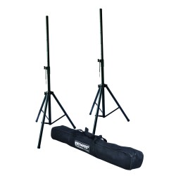 Conjunto de 2 tripés aço, tubo 35mm, altura máxima 2,40mt, mais estojo