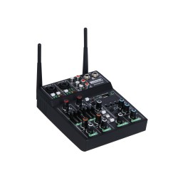 Mesa de mistura e 2 microfones de mão sem fio UHF