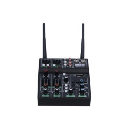 Mesa de mistura e 2 microfones de mão sem fio UHF