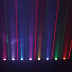 Barra móvel com 8 lasers vermelhos e verdes + 8 LEDs Wash