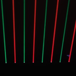 Barra móvel com 8 lasers vermelhos e verdes + 8 LEDs Wash
