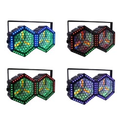 Pack com 2 projetores LED retro 3x50W COB + 36 LEDs RGB