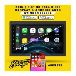 Centro multimédia 2din, wireless, compatível Android Auto+Carplay