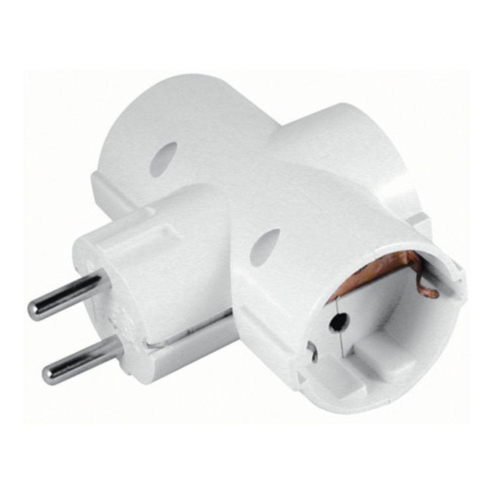 Ficha Elétrica Adaptadora, 3x Schuko
