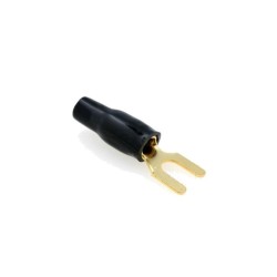 Terminal de forquilha dourado isolado, preto, (4mm²), Ø4.2mm