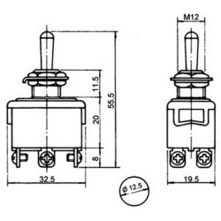 Interruptor Alavanca (On)-Off-(On), DPCO, 250V/10A - 125V/15A, Painel