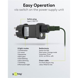 Cordão de luzes LED para árvore com 400 LEDs e anel, 16 x 1,5m