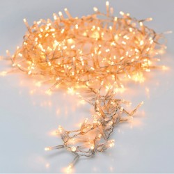 Cordão luzes Natal, 120 LEDS fixos, Branco Quente, IP44, 12mt