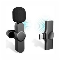 Microfone de lapela sem fios omnidirecional, com Recetor com ficha USB-C