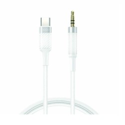 Cabo USB-C macho para Jack 3.5mm macho, branco, 1mt