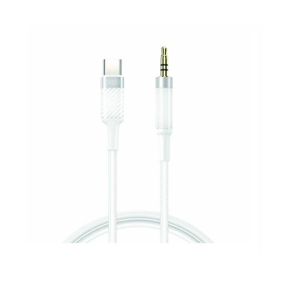 Cabo USB-C macho para Jack 3.5mm macho, branco, 1mt