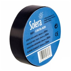 Fita isoladora em PVC, 19mm, de cor preta, rolo com 10 metros