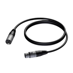 Cabo áudio balanceado ficha XLR Fêmea / ficha XLR Macho, 1mt