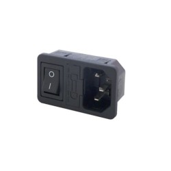 Ficha de alimentação IEC 3P Macho C14, Painel, com Interruptor 10A/250V