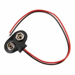 Cabo de alimentação com conector/suporte para pilha de 9V