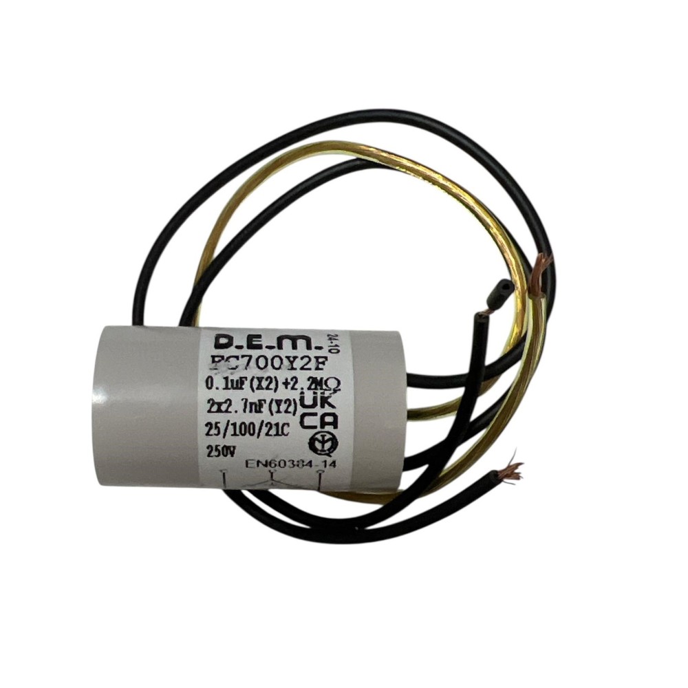 Condensador com 3 fios, 0.1mfx2x15nf, 250V