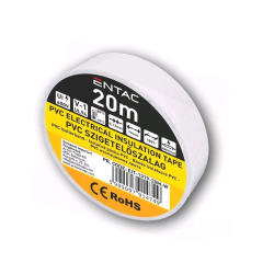 Fita isoladora branca em PVC, 19mm, 20 metros