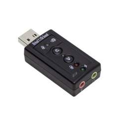 Placa de Som USB 7.1, com controlo volume, com 2 Fichas Jack
