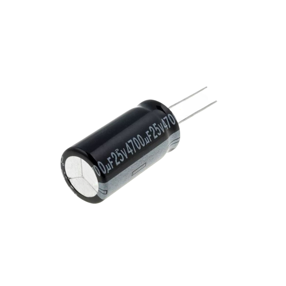 Condensador de eletrolíticos, montagem THT, 4700uF, 25VDC, Ø16x30mm, ±20%