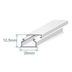 Calha técnica adesiva branca de 20x12.5mm (2 metros)