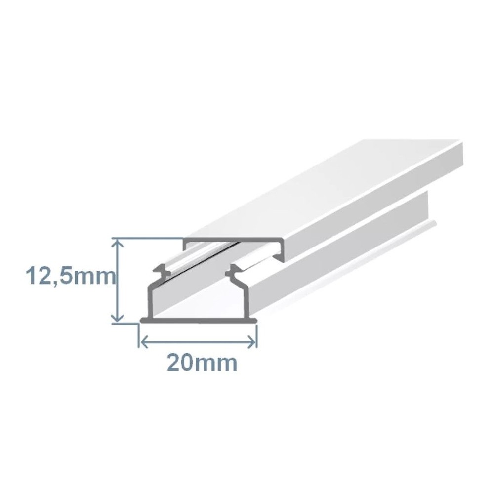 Calha técnica adesiva branca de 20x12.5mm (2 metros)