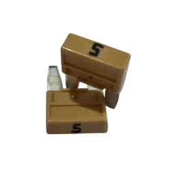 Mini fusível tipo garfo 5A, 32VDC, 11.1mm, castanho