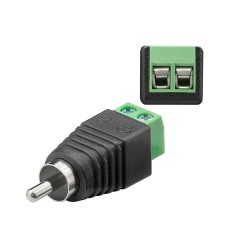 Ficha RCA macho mono, terminais com parafusos (2 pinos)