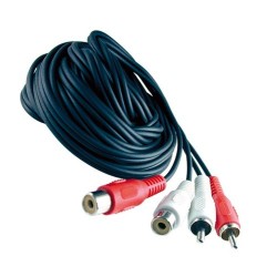 Cabo de áudio, 2 x RCA macho para 2 x RCA fêmea, 2,5 metros