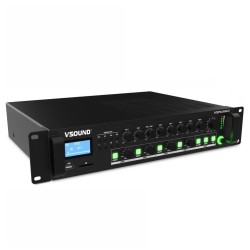 Amplificador PA 24/230V, 4 Zonas, 360W, 100V, Mp3/USB/SD/BT
